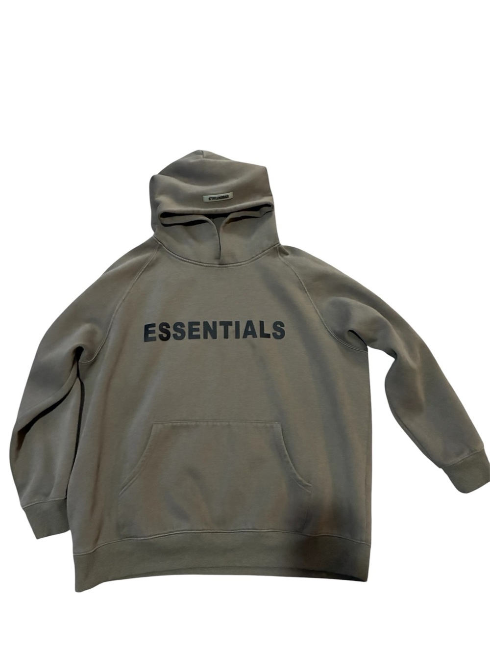 Fear of God Essentials Hoodie in Olive Green with Black Logo